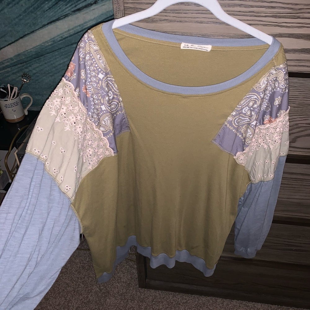 Free People Embroidered long sleeve t-shirt